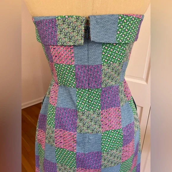 VINEYARD VINES Strapless Patchwork Mini Dress in Pastel Multi - Picture 3 of 12